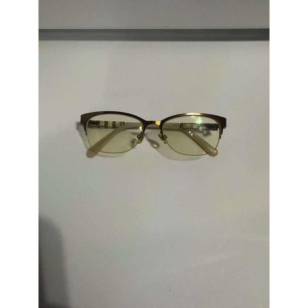 Kate Spade New York Women's Gold Tone Eyeglasses with Signature Stripe Temples